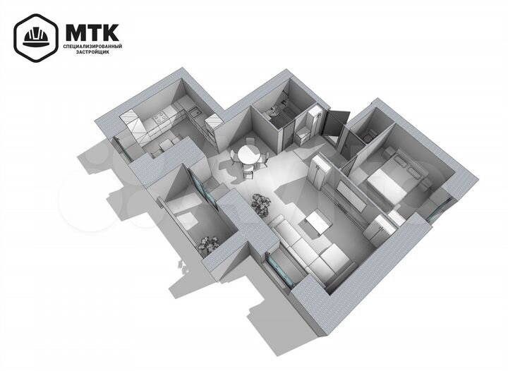 2-к. квартира, 54,9 м², 3/8 эт.