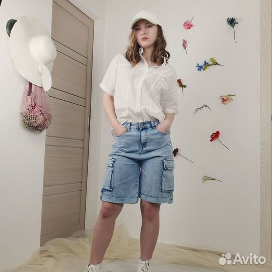 Джинсовые шорты карго Denim