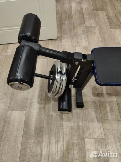 Скамья для жима со стойкой, блины и грифы