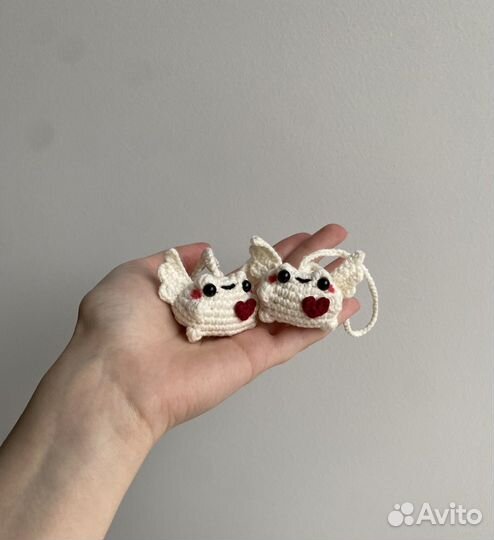 Вязаная игрушка обвес лягушка ангел купидон брелок