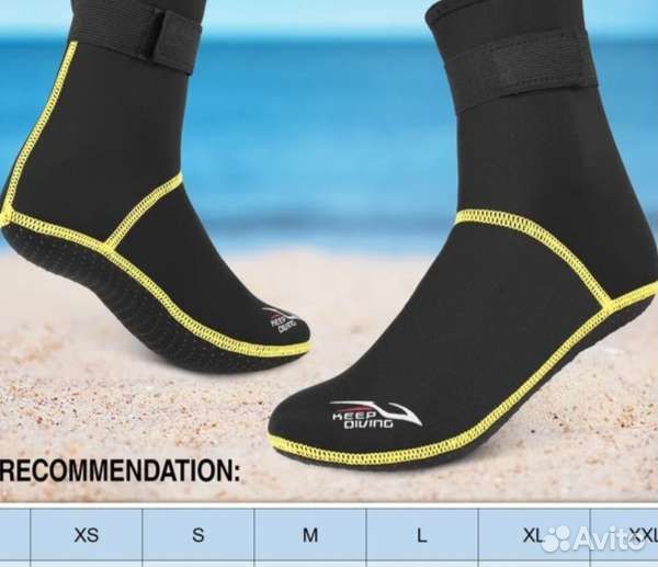 Неопреновые носки 3мм S/M/L/XL/XXL