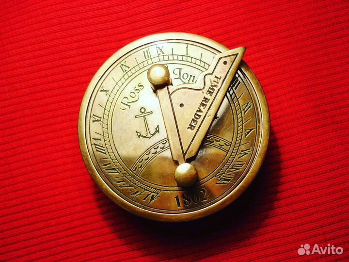 Компас 1862 Лондон Старинный Бронза Англия Морской