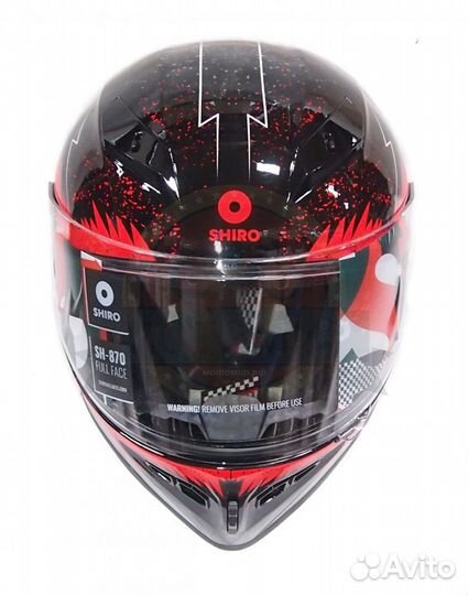 Шлем интеграл shiro SH-870 flash, цвет black RED