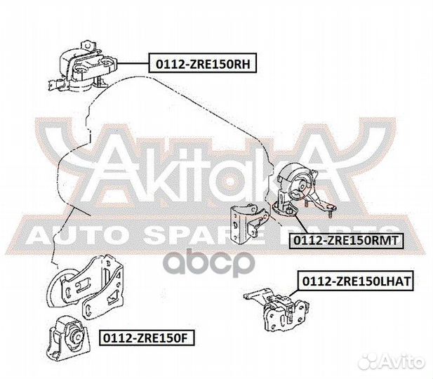 Подушка двигателя задняя 0112-ZRE150RMT asva