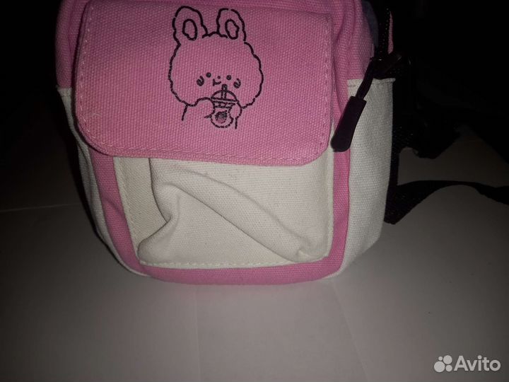 Женская сумка на плечо, розовая с принтом