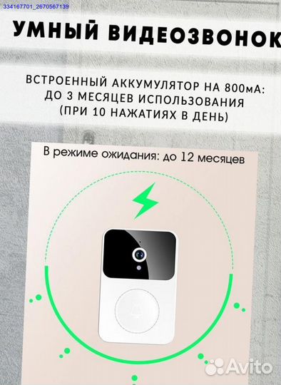 Звонок Беспроводной Дверной С Камерой (Арт.79906)