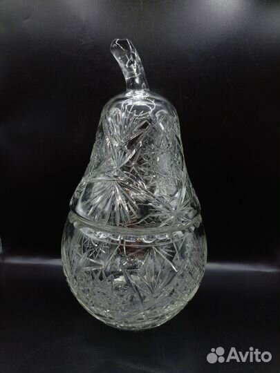 Конфетница Форма Груша Хрусталь Резьба СССР Винтаж
