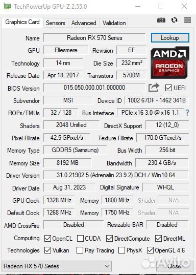 Видеокарта Rx 570 8gb