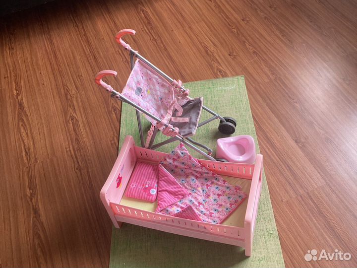 Игрушки пакетом: кроватка, коляска, горшок