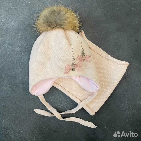 Шапка и снуд для девочки зима 50-52