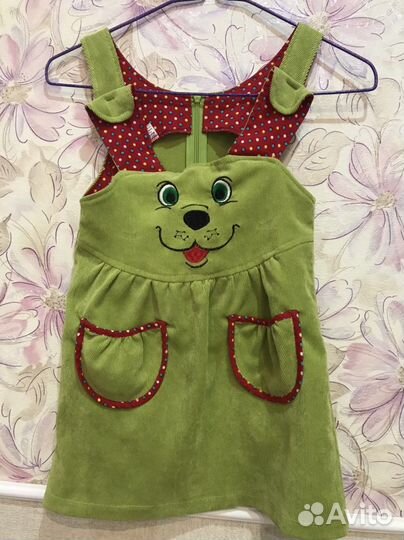 Вельветовый сарафан для девочки 104