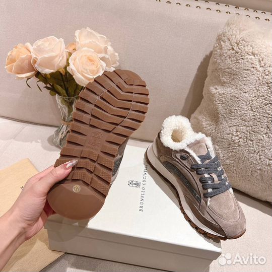 Кроссовки Brunello Cucinelli замша и мех