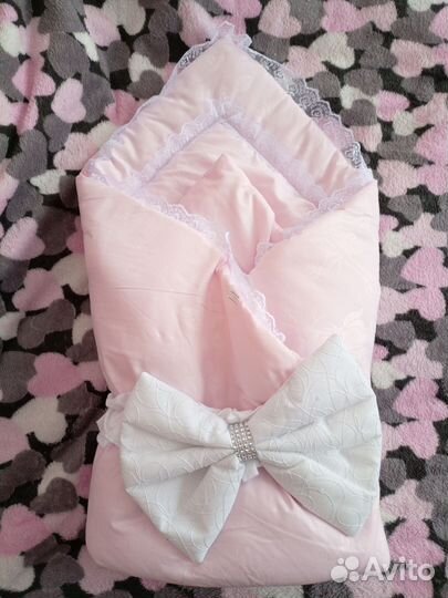 Конверт одеяло на выписку девочки новый