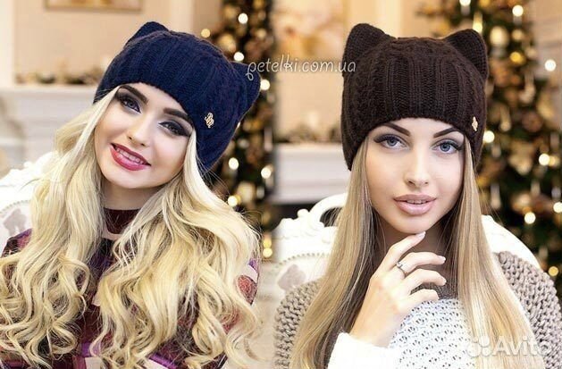 Шапка-кошка новая/манишка/снут/ шапка-ушанка