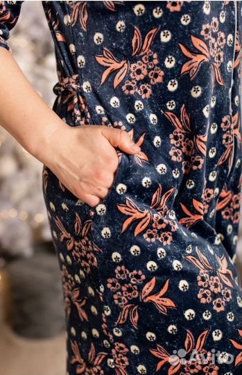 Халат женский домашний на молнии велюровый