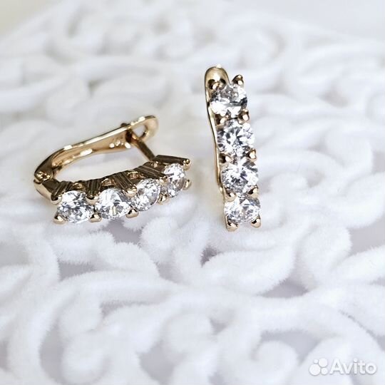 Серьги дорожки с фианитами