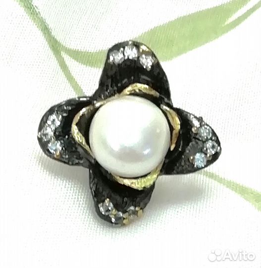 Кольца 17,5, 19 с жемчугом серебро К046