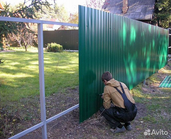 Заборы из профнастила, рабицы. Ворота,калитки