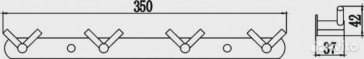 Планка с крючками (4 крючка) Savol (S-007224C)