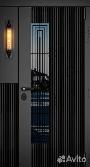 Дизайнерская металлическая дверь со стеклом DD-115