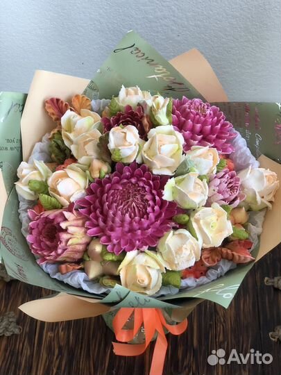 Букет цветов съедобных зефирных