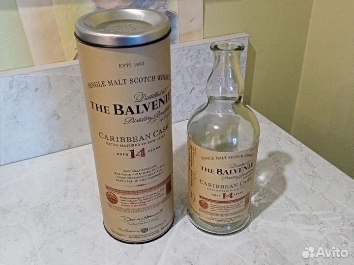 Бутылка и упаковка из под виски Balvenie