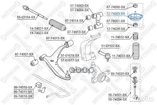 12-74003-SX опора амортизатора переднего Nissa
