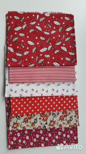 4 набора х/б ткани №2. Наборы разных цветов