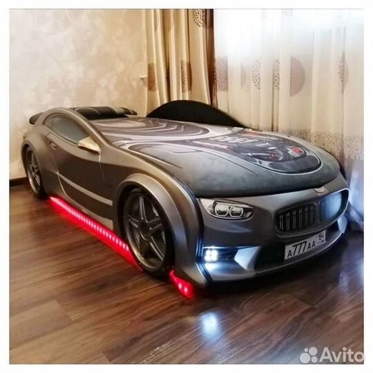 Кроватка Машина Neo Графит 3D