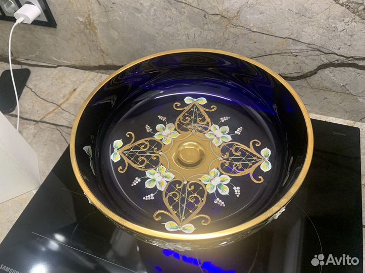 Цветной хрустальная ваза для фрукт богемя)