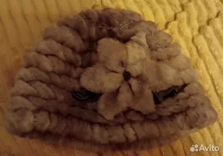 Шапка женская меховая вязаная