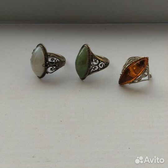 Серьги, кольцо, кулон мельхиор СССР