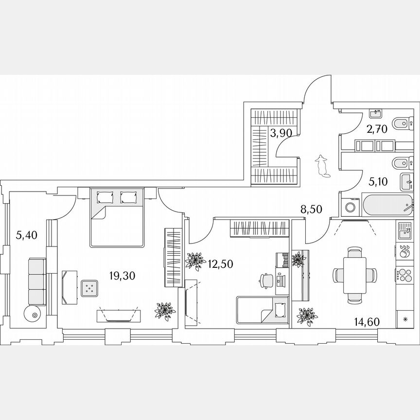 2-к. квартира, 75,7 м², 10/13 эт.