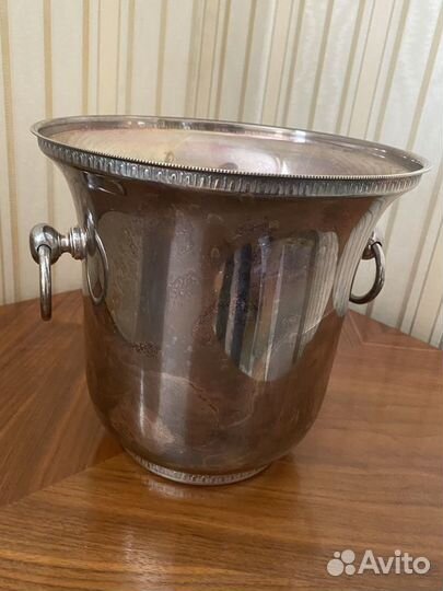 Ведро винтажное для шампанского посеребренное