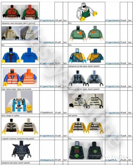 Lego торсы лего, тело, детали поштучно
