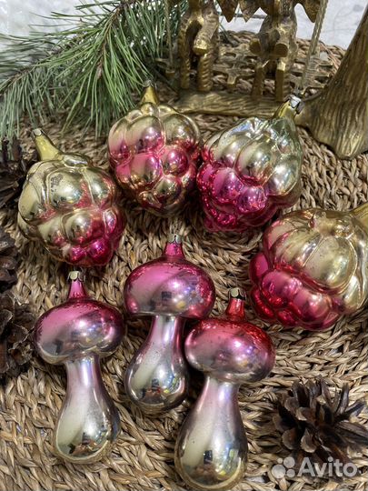 Елочные игрушки СССР виноград грибы