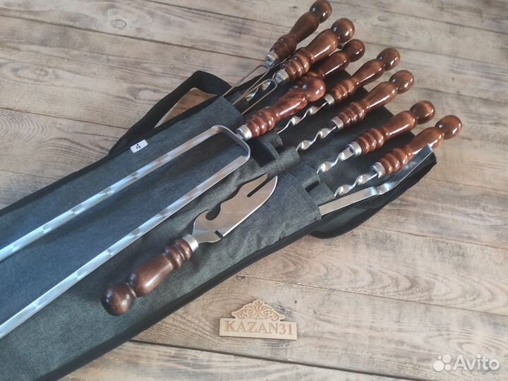 Подарочные наборы шампуров с деревянной ручкой