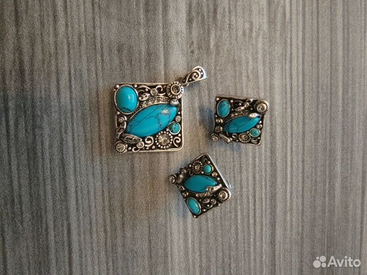 Комплект серьги с кулоном