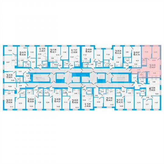 2-к. квартира, 68,9 м², 4/27 эт.