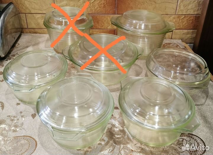 Набор кастрюль из жаропрочного стекла СССР