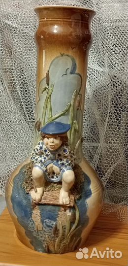 Ваза керамическая винтажная, худ. Беспалов (шзсф)