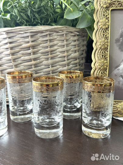 Хрустальные стопки с позолотой, Medici, Италия