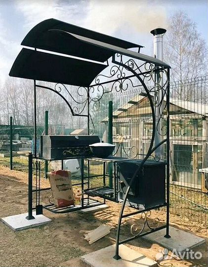 Мангал с печью под казан