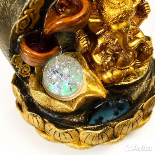 Фонтан настольный от сети, подсветка 'Золотой Гане