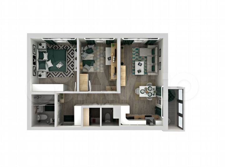 2-к. квартира, 61,1 м², 11/15 эт.