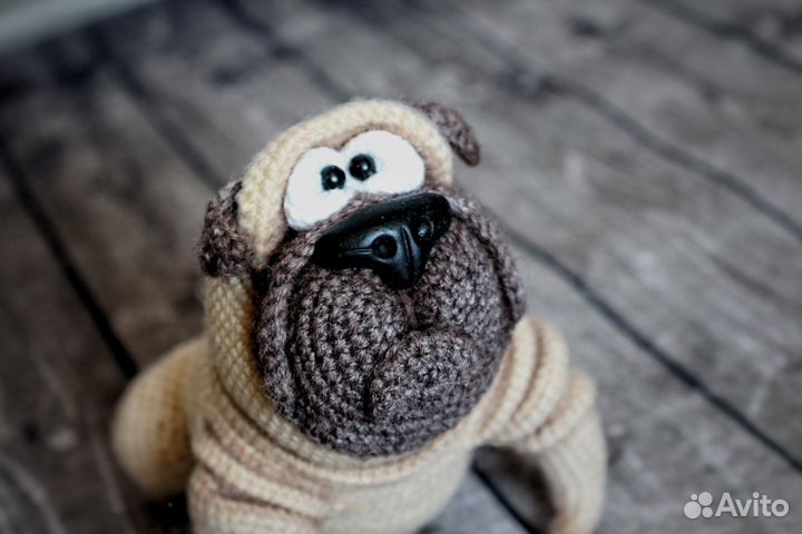 Мопс игрушка. Амигуруми