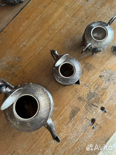 Набор чайник, сахарница, молочник из олова