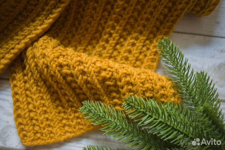 Шарф горчичного цвета