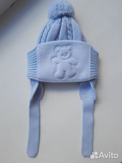 Новая шапка ог 40-42 для мальчика с медвежонком