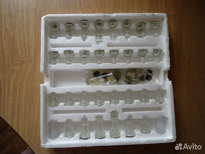 Шахматы+шашки (Стеклянные)